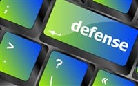 Computer keyboard keys with word defense - stock image